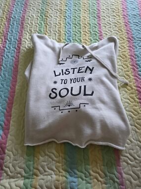 White Graphic Hoodie - "Listen To Your Soul"